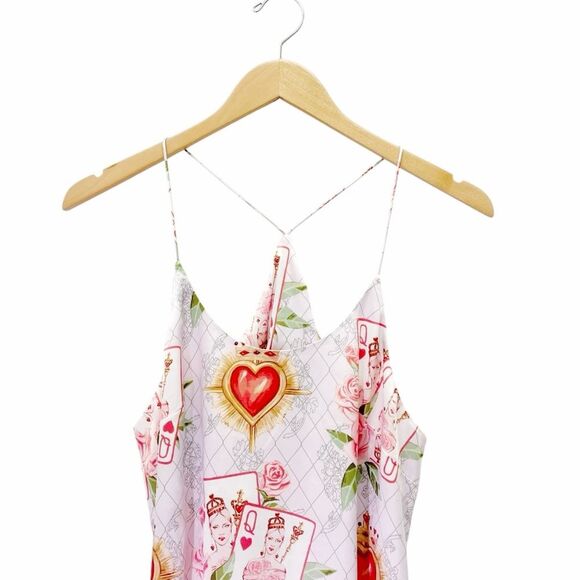 Bella Descanso Queen of Hearts Slip Dress Size Medium Pink Satin Chemise Nightie - Picture 5 of 11